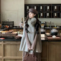 Women's Temperament Cape Woolen Coat Women's Autumn Winter New High-End Versatile Short Fur Collar Woolen Coat Double-Breasted