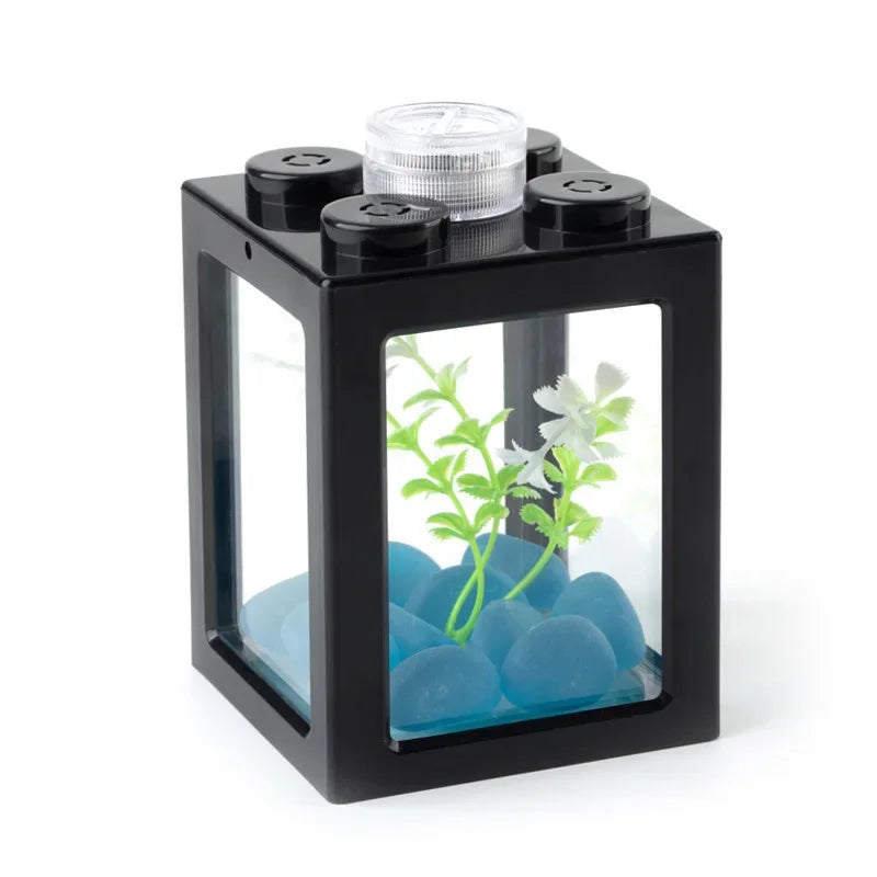 Acrylic Desktop Aquarium Mini Water-Free Plastic Tank for Betta Shrimp Jellyfish - Portable Glass-Like Aquarium for Home Decor