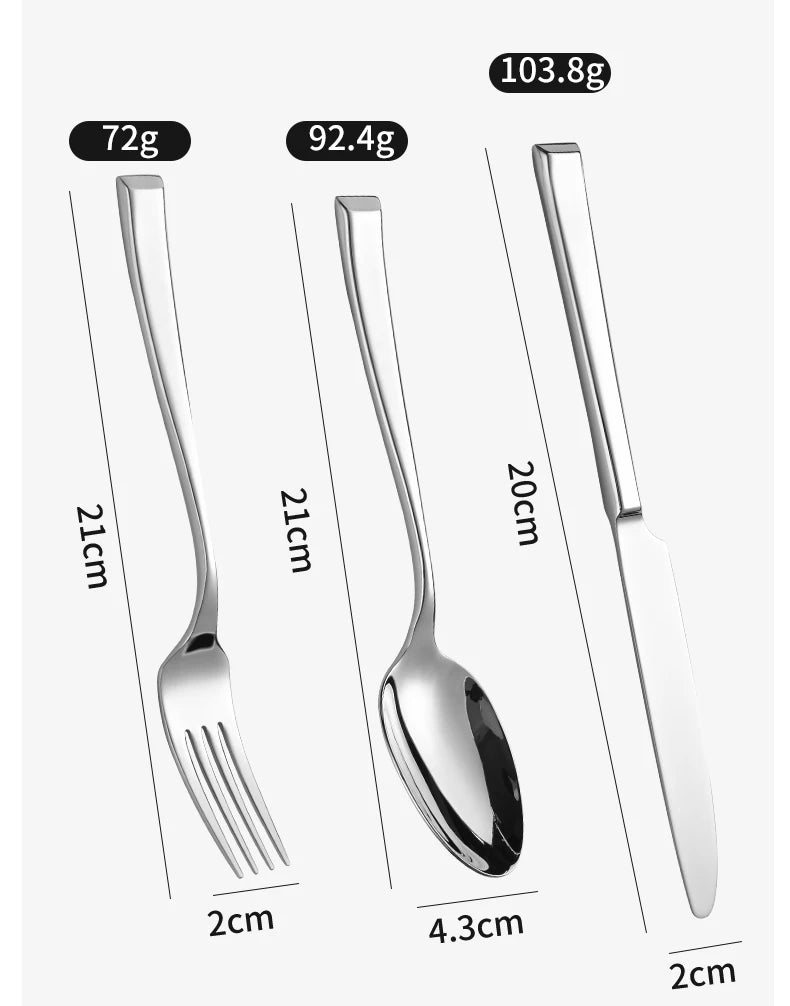 Stainless Steel Slanted Cutlery Set Portable Travel Dinnerware Spoon Fork Knife Reusable Tableware Set For Camping Outdoor
