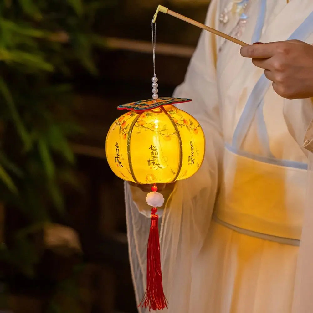 Ancient New Year Persimmon Lantern 2026 Horse Year Handmade Luminous Lantern Blessing with Tassel Chinese Lantern