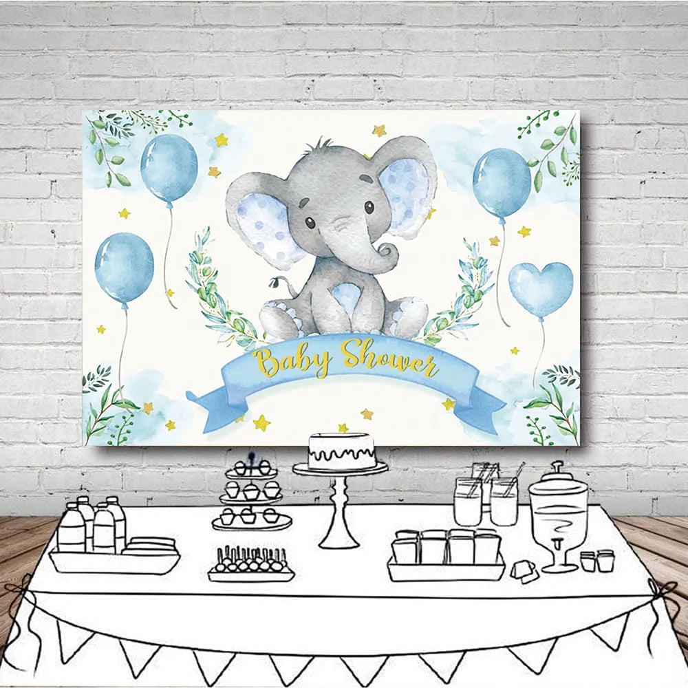 Elephant Baby Shower Photography Backdrop Blue Pink Boy Girl Gender Reveal Birthday Party Photo Deco Background Photocall Props