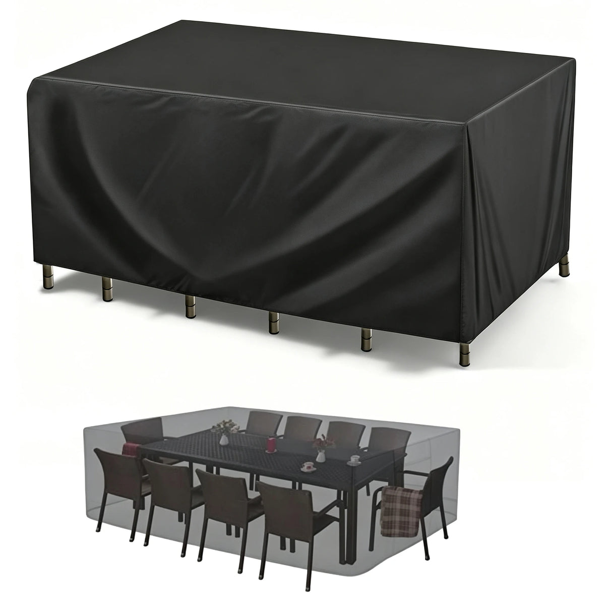 Outdoor Patio Furniture Cover Set - Rectangular Sofa Cover Set, Suitable for Covering Outdoor Furniture on Terraces and Lawns