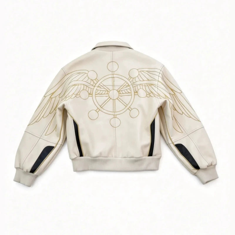 Mens PU Leather Jacket Embroidery Motorcycle Coat Harajuku Unisex Cropped Lapel Collar Vintage Streetwear Casual Fashion Trend