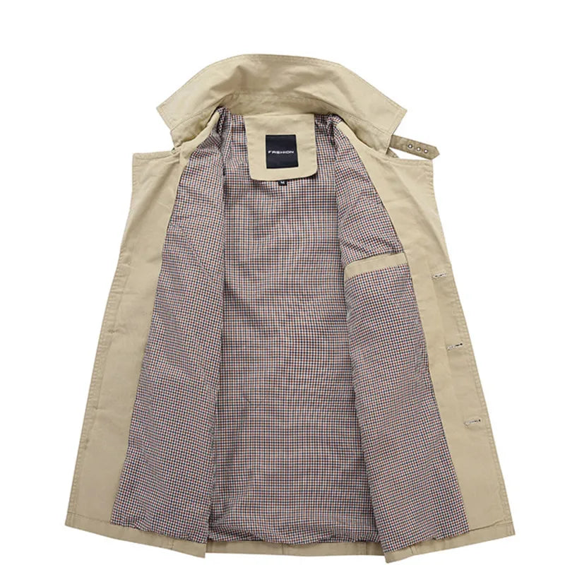 Brand Male Overcoat Long Jacket Coat Men Men's Trench Coat Trenchcoat Windbreaker Outwear Cotton Fabric Clothing