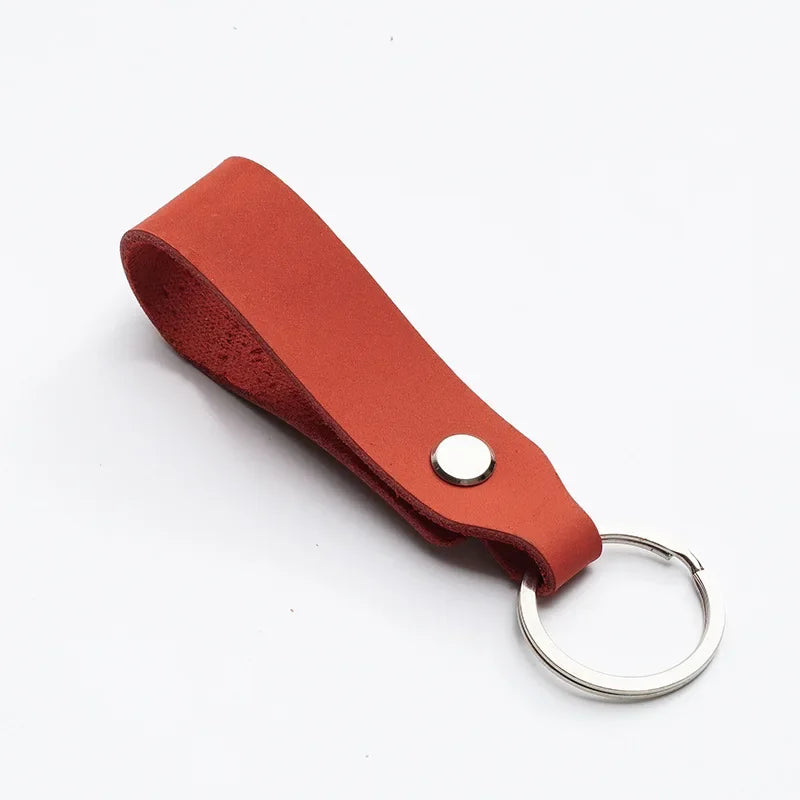New Short Leather Car Keychain Accessories Solid Color Genuine Keychains Lanyard High Quality Derm Key Storage Pendant Wholesale