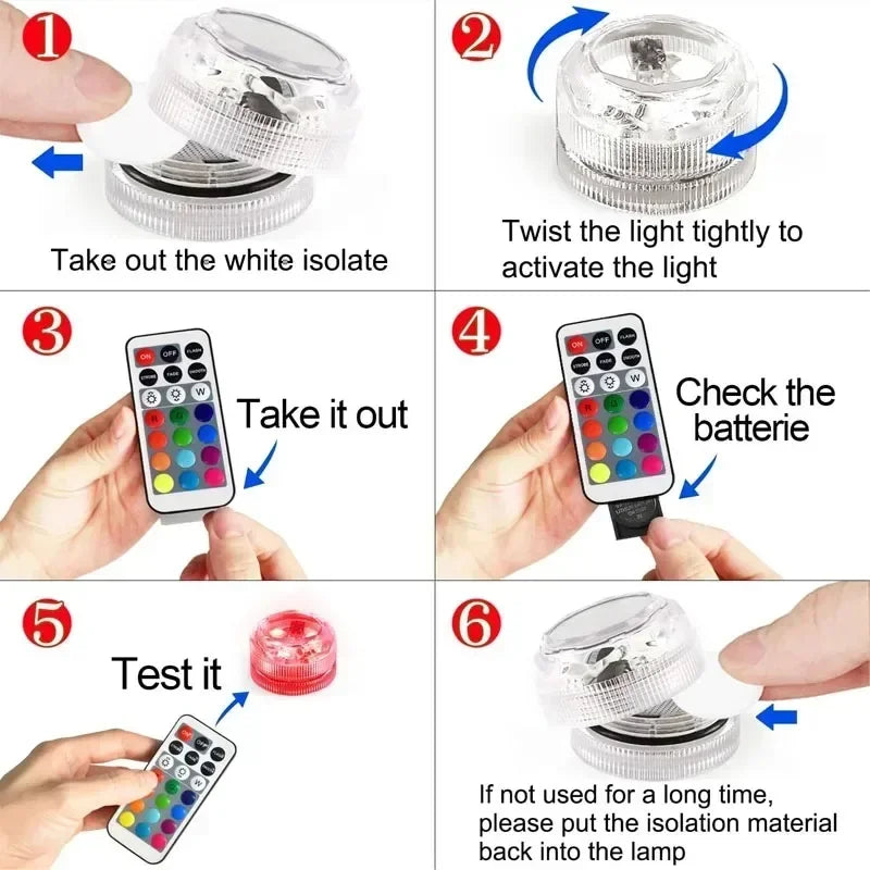 LED Car Interior Ambient Light Decoration Wireless Adhesive Bicycle Tail Auto Roof Foot Atmosphere Lamp Diamond Diving Lights