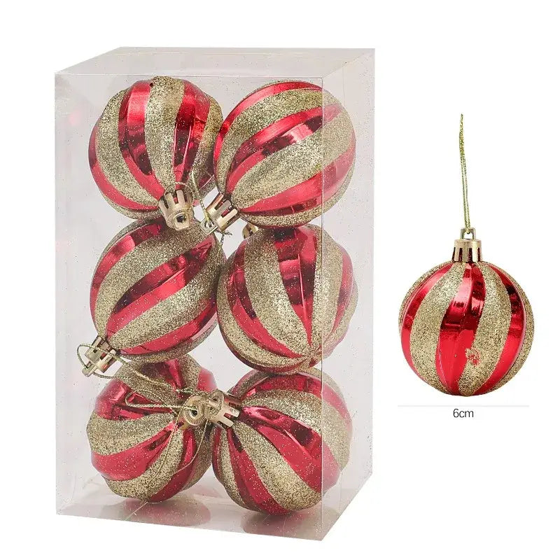 red and gold striped glitter christmas ball ornaments 6cm in diameter ideal for decorating christmas trees