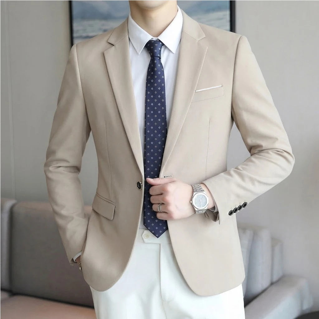 Men's Slim Fit Blazer 18 Colors Casual Business Suit Jacket One Button Notched Lapel Formal Dress Blazer for Wedding Party W