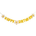 New Baby Shower Daisy Happy Birthday Banner White Flower Birthday Sign Garland Decoration Happy Daisy Flag Yellow Flower Party
