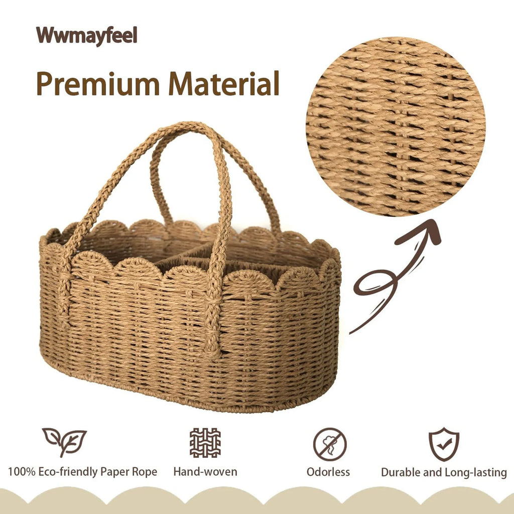 Portable Car Rope Storage Basket Baby Room Storage Box With Removable Dividers Car Diaper Organizer Bathroom Storage Basket