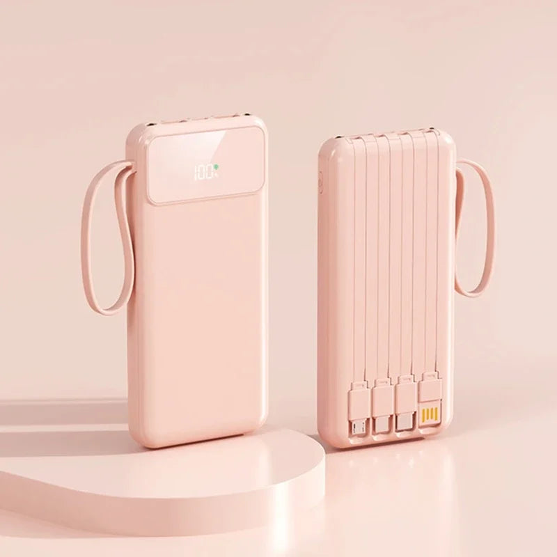 50000mAh 4in1 Power Bank With Built-in Cable Large-capacity Compact And Portable Power Bank for Xiaomi iPhone 17Promax Huawei