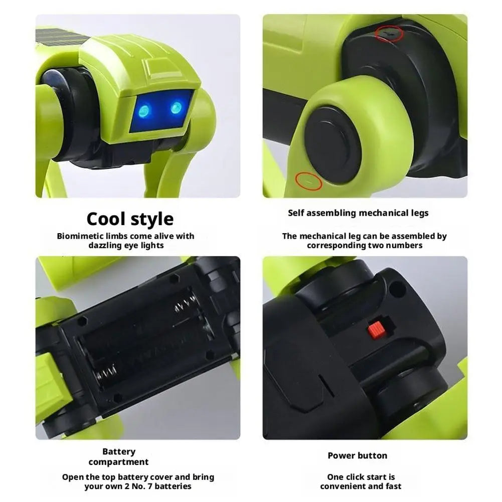 Mechanical Walking Robotic Dog Toy Interactive Electronic Pet With LED Blue Eyes DIY Bionic Limbs Smart Sci-Fi Robot Toy For Kid