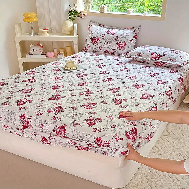 3pcs Print Bedding Set, Soft and Comfortable, Suitable for Bedroom, Guest Room One Fitted Sheet + Two Pillowcases, No Core