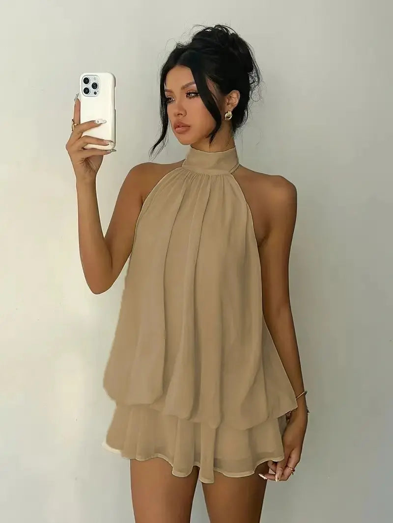 Women's Casual Dresses Woman Clothes Elegant Party Solid-color Beachwear Slim-fitting Sexy Backless Skirt Dress Female Clothing