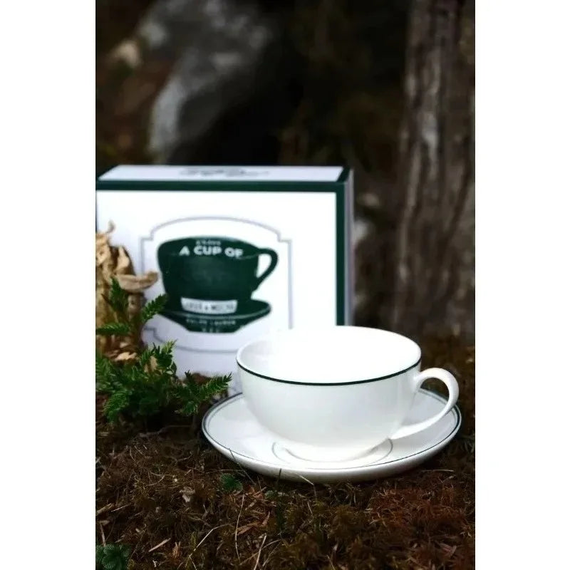 Medieval Green Cafe Ceramic Vintage Afternoon Tea Coffee Cup Dim Sum Plate Tableware 2 Pieces Set Dinner Set عربي