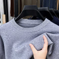 Soft Knit Men Crew Neck Long‑Sleeve Sweater Solid‑Color Plain Pullover Casual Business Basic Knitwear for Men