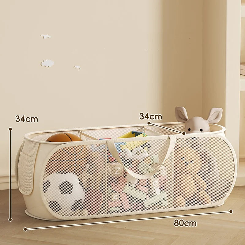 Kids Toy Storage Bin, Portable Large Capacity Organizer Basket for Plush Toys, Building Blocks, Home Playroom Organization