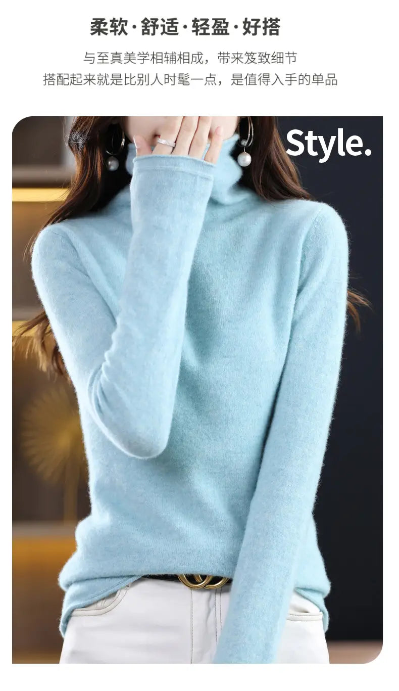 Merino Wool Turtleneck Sweater for Women