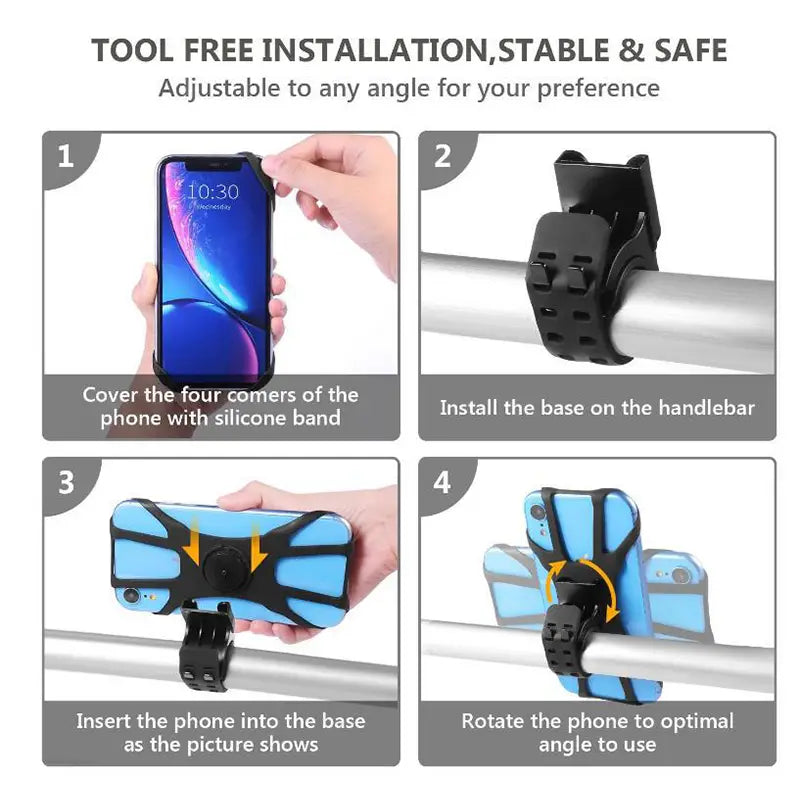 360° Removable Phone Holder Universal Phone Mount for Bicycle Motorcycle Scooter Stroller Phone Mount for 4" to 7" Smartphon