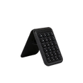 Black leather foldable phone stand with glossy black suction cups for magsafe magnetic card holder use