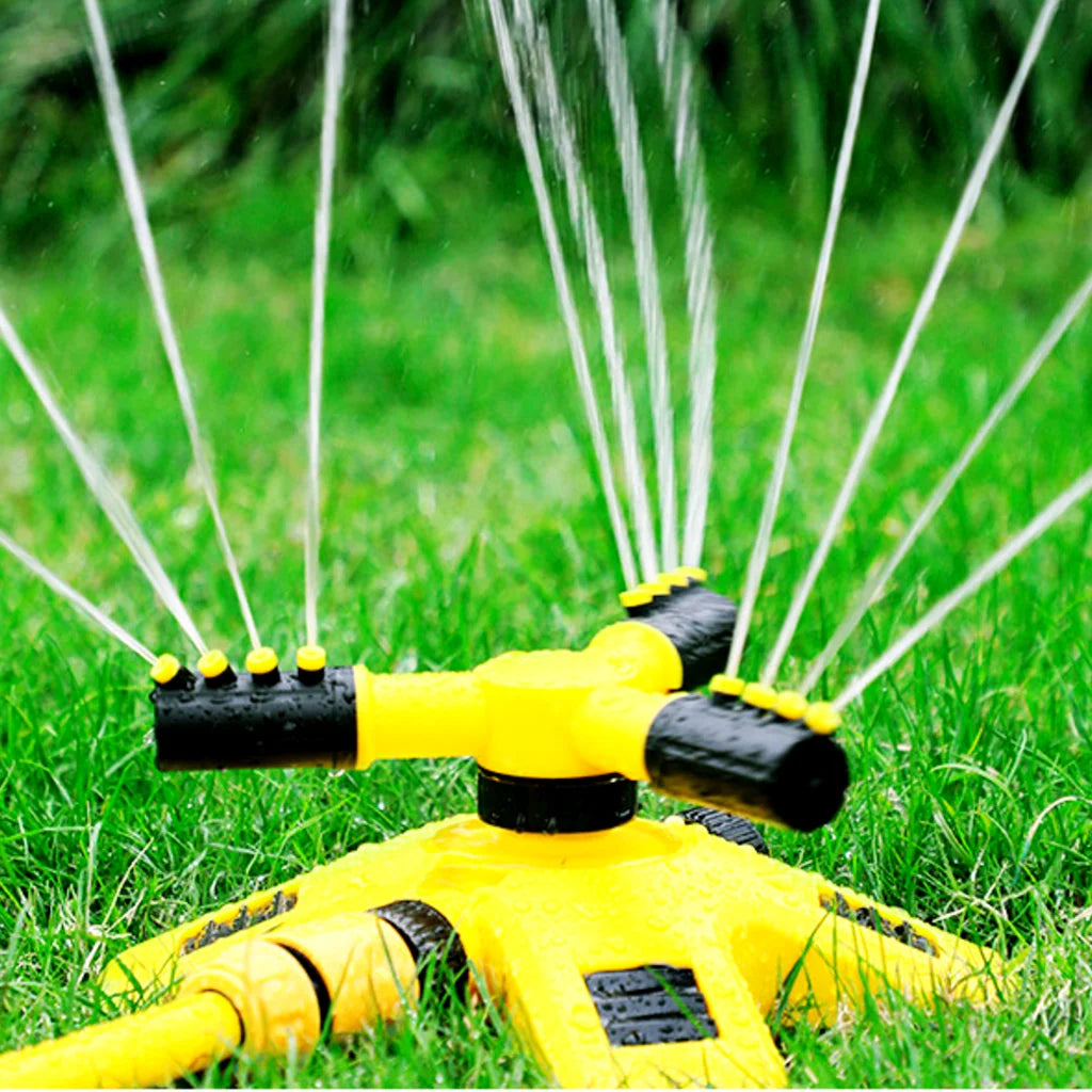360 Degree Automatic Rotating Lawn Sprinkler 3 Arm Garden Watering Sprayer Large Area Irrigation for Yard Grass