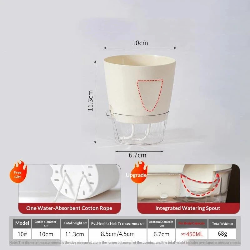 Self Watering Plant Pots Indoor Modern Plastic Planters For Orchid Succulent Herb Flower Home Office Decor