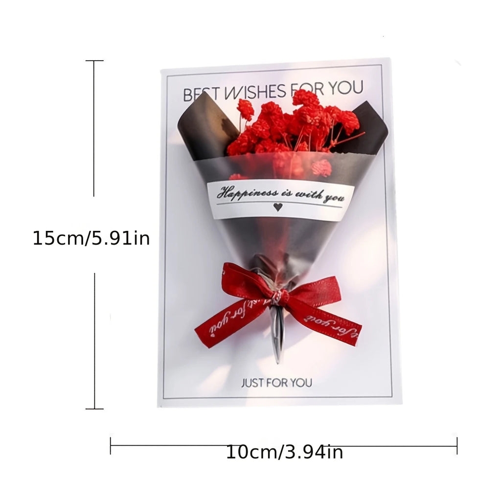 1PC Eternal Flower Valentine's Day Card Thanksgiving Mother's Day Handmade Card Creative Birthday Gift Blessing Message Card ﻿