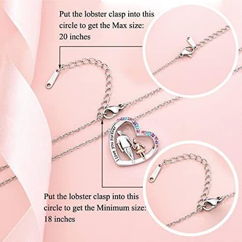 Silberne herzförmige Anhängerhalskette mit Silhouette von Mutter und Kind und farbigen Edelsteinen am Rand aus der Kollektion Vater-Tochter-Herz-Halskette, Gedenkschmuck.