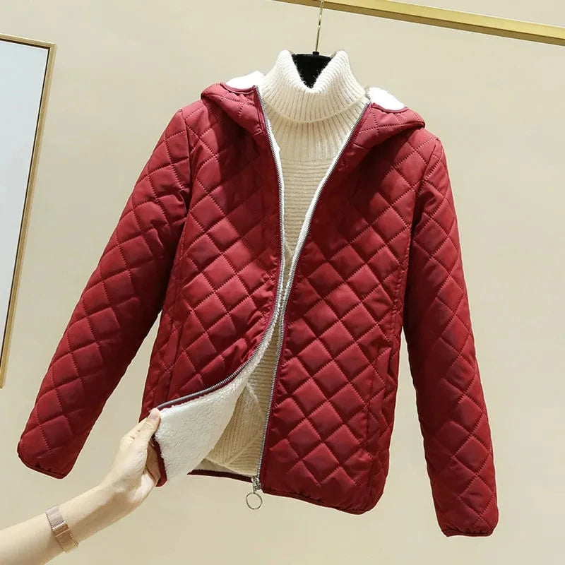 Women Jacket Black 2026 New Winter Female's Korean Fleece Cotton Outcoat Padded Jacket Women's Coat Thicken Hooded Parka Pink