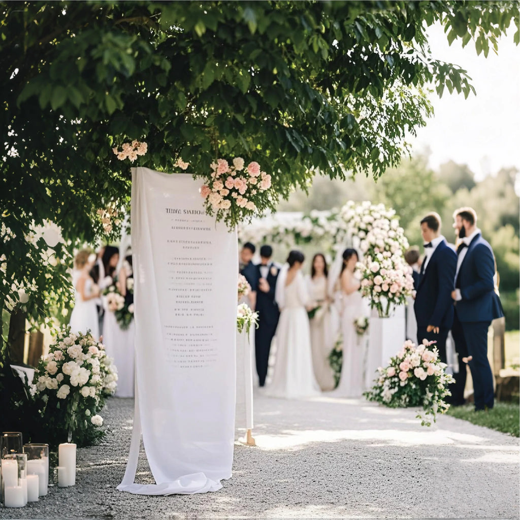 Wedding Sign Fabric, White Welcome Sign, Personalized, Event Decoration, Wedding Decoration Banner, Wedding Party, Outdoor Wedding