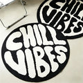 Trendy Bold Text Round Area Rug Stylish Typography Printed Carpet for Bedroom Apartment House Ornament Decoration
