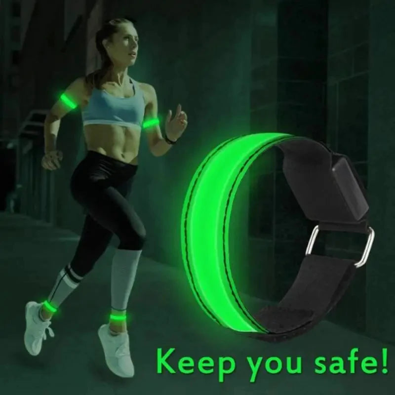 Outdoor Sports Armband LED Light Night Running Safety Belt USB Rechargeable Arm Leg Warning Wristband Cycling Bike Bicycle Light