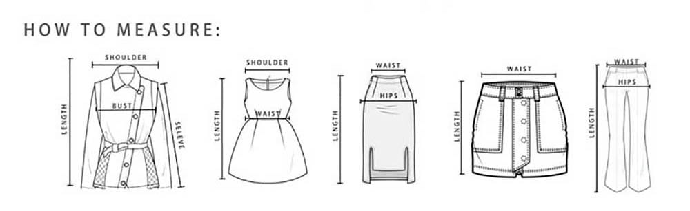 L’image présente des guides illustrés de prise de mesures pour les pantalons à jambes larges pour femmes, pantalons habillés décontractés pour le bureau, mettant en avant des mensurations essentielles telles que les épaules, la taille, les hanches et la longueur.