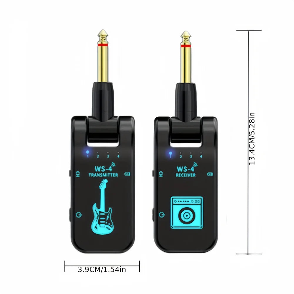 2.4G Wireless Guitar System - Rechargeable Guitar Transmitter & Receiver for Electric Guitar & Bass, Plug & Play, Low Latency
