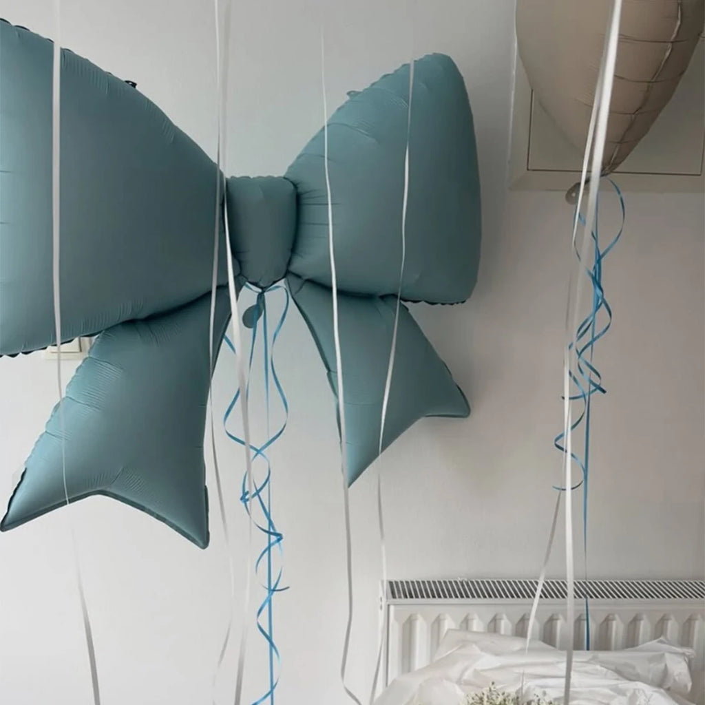 Blue Bow Balloon and Bear Balloon Set Blue Balloon for Shower, Baby Party, Birthday Party Decoration