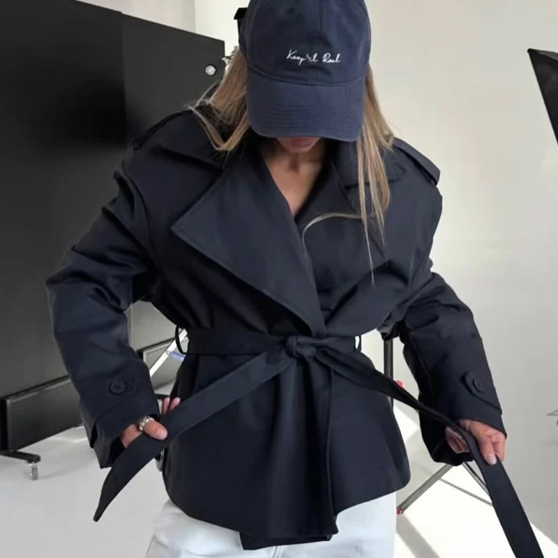 Women's Jacket 2026 New Fashion Loose Straight Fit Jacket With Belt Spring Autumn Ladies Outerwear Casaul Chic Women Trench Coat