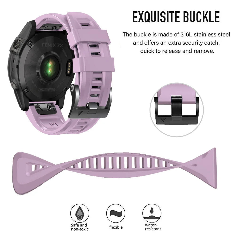Fenix 7 7X Official Screw 22 26MM Silicone Smartwatch Band Straps For Garmin Fenix 6 6X Pro 5 5X Plus Easyfit Quick Fit Bracelet