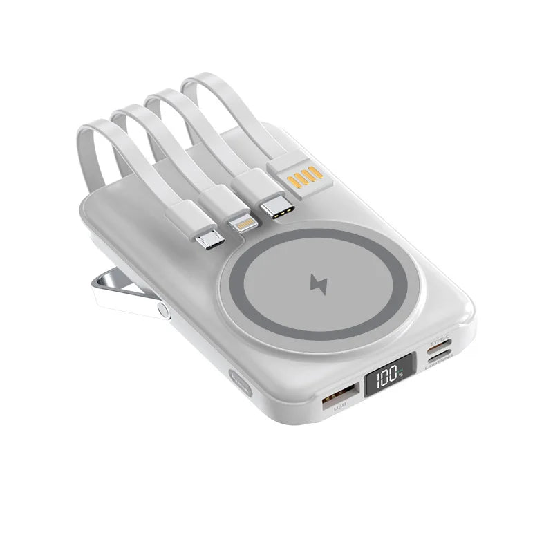 Magnetic Suction Wireless Charger 200000mAh Fast Charge Powerbank Built-in Stand Portable External Battery For Smartphone