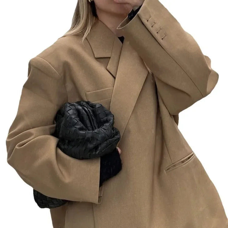 Fashion Women Blazers Coat Women Long Sleeve Lapel Side Button Suit 2026 Spring Lady New High Street Commute Outwear
