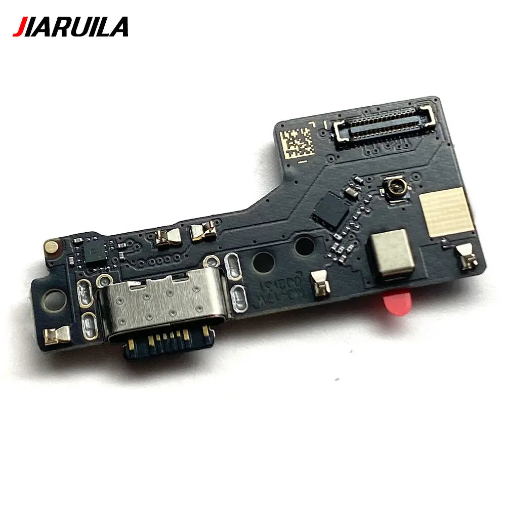 Schwarzes Leiterplatten-USB-Ladeanschluss-Flexkabel mit silbernem USB-C-Anschluss und elektronischen Bauteilen für die Xiaomi-Redmi-Serie, für zuverlässigen Schutz und Versand mit China Post.