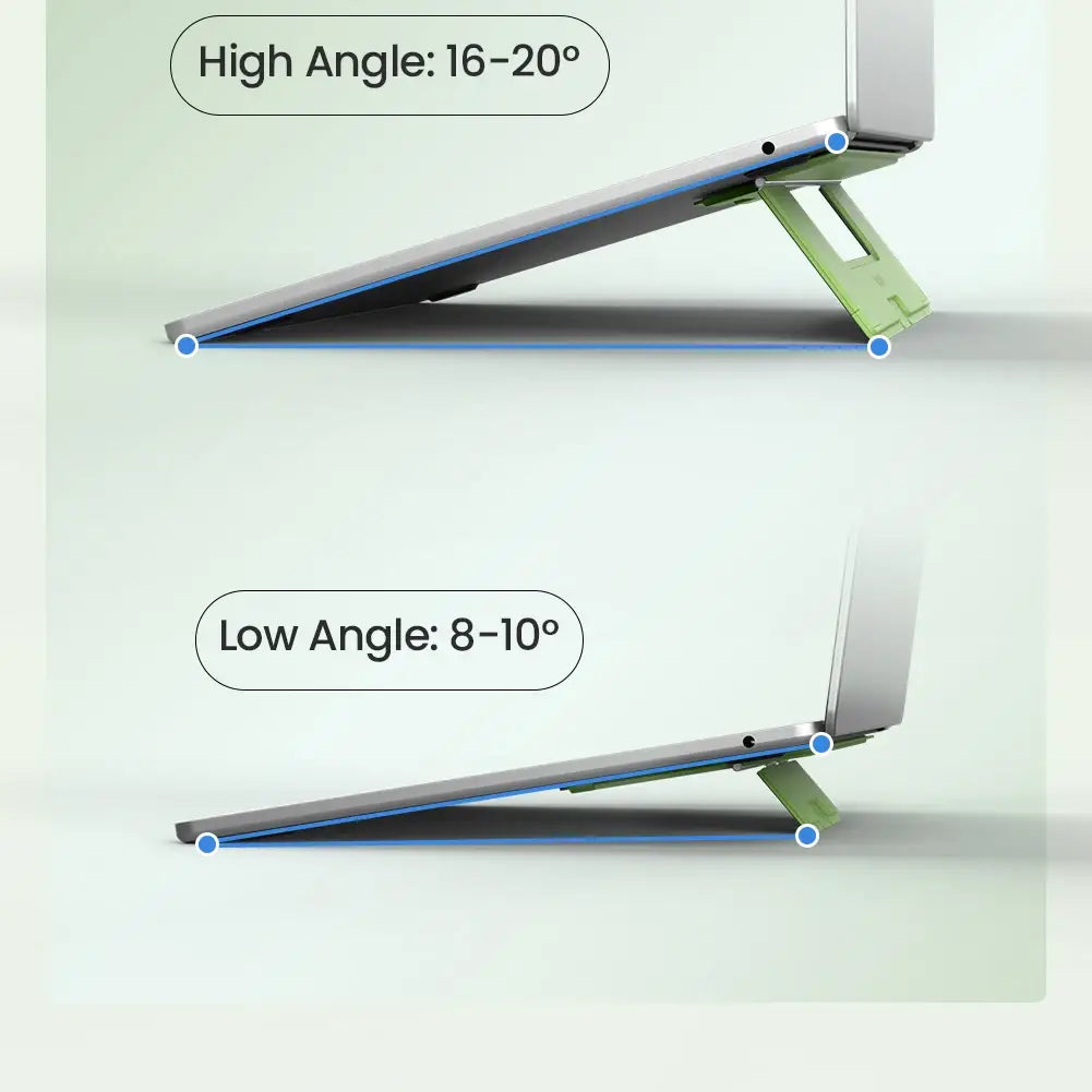 adjustable nillkin dualwing adhesive laptop stand with sleek minimalist design in matte silver aluminum and light green plastic computer bracket type for ergonomic use
