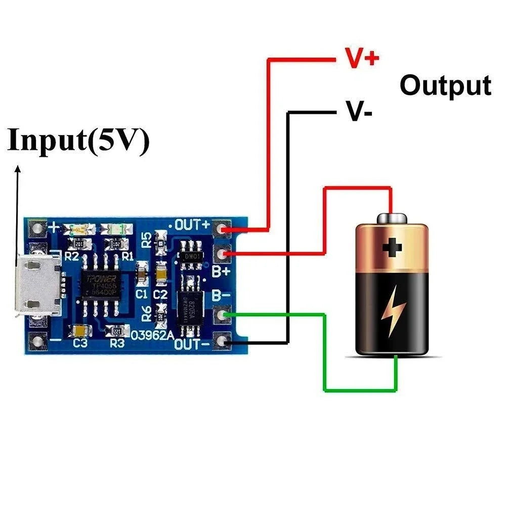 Micro USB/Type C 5V 1A Charger Board with Dual Protection Functions 18650 Charging Module Lithium Battery Module Battery Holder