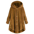 Autumn Winter Women's Warm Coats Fashion Plush Jackets Loose Casual Irregular Long Sleeve Hooded Windproof Jackets Women Outwear
