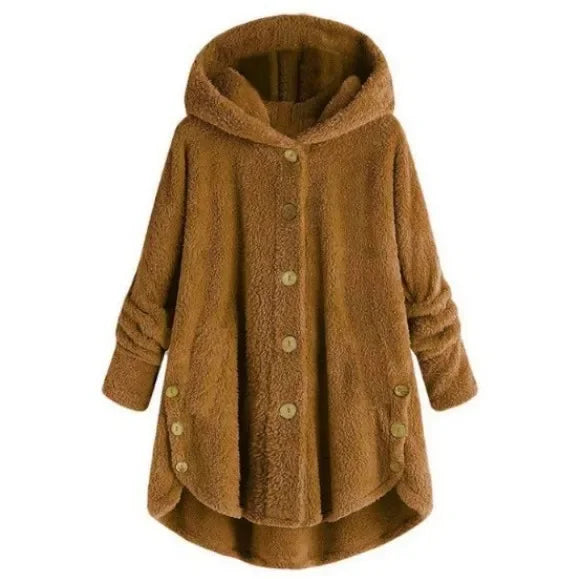 Autumn Winter Women's Warm Coats Fashion Plush Jackets Loose Casual Irregular Long Sleeve Hooded Windproof Jackets Women Outwear