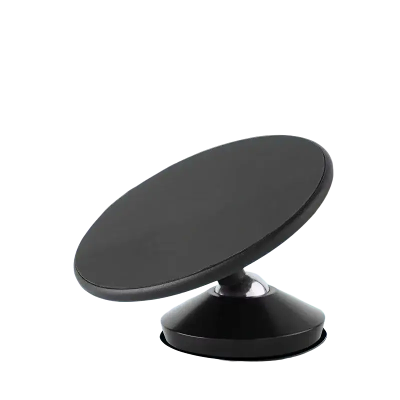 Black magnetic phone stand with dual suction cups metal plates for secure attachment in gyms and vehicles