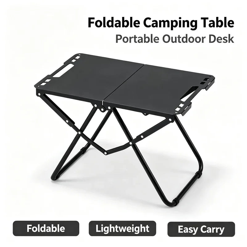 Folding outdoor camping table, portable picnic table, foldable compact travel, camping, and picnic table