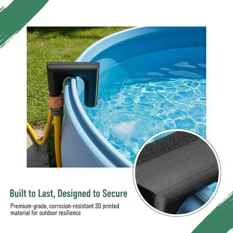 Black 3d-printed pool skimmer made from corrosion-resistant polylactic acid pla material with a textured surface for durable use in water filtration.