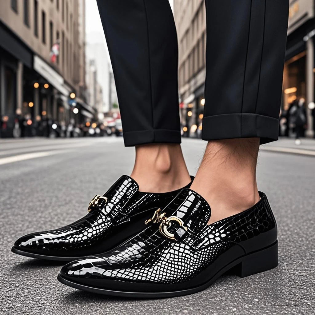 Men's British‑Style Elegant Pointed‑Toe Genuine Leather Formal Dress Shoes Youth Fashion Footwear For Summer Office Wedding Occa