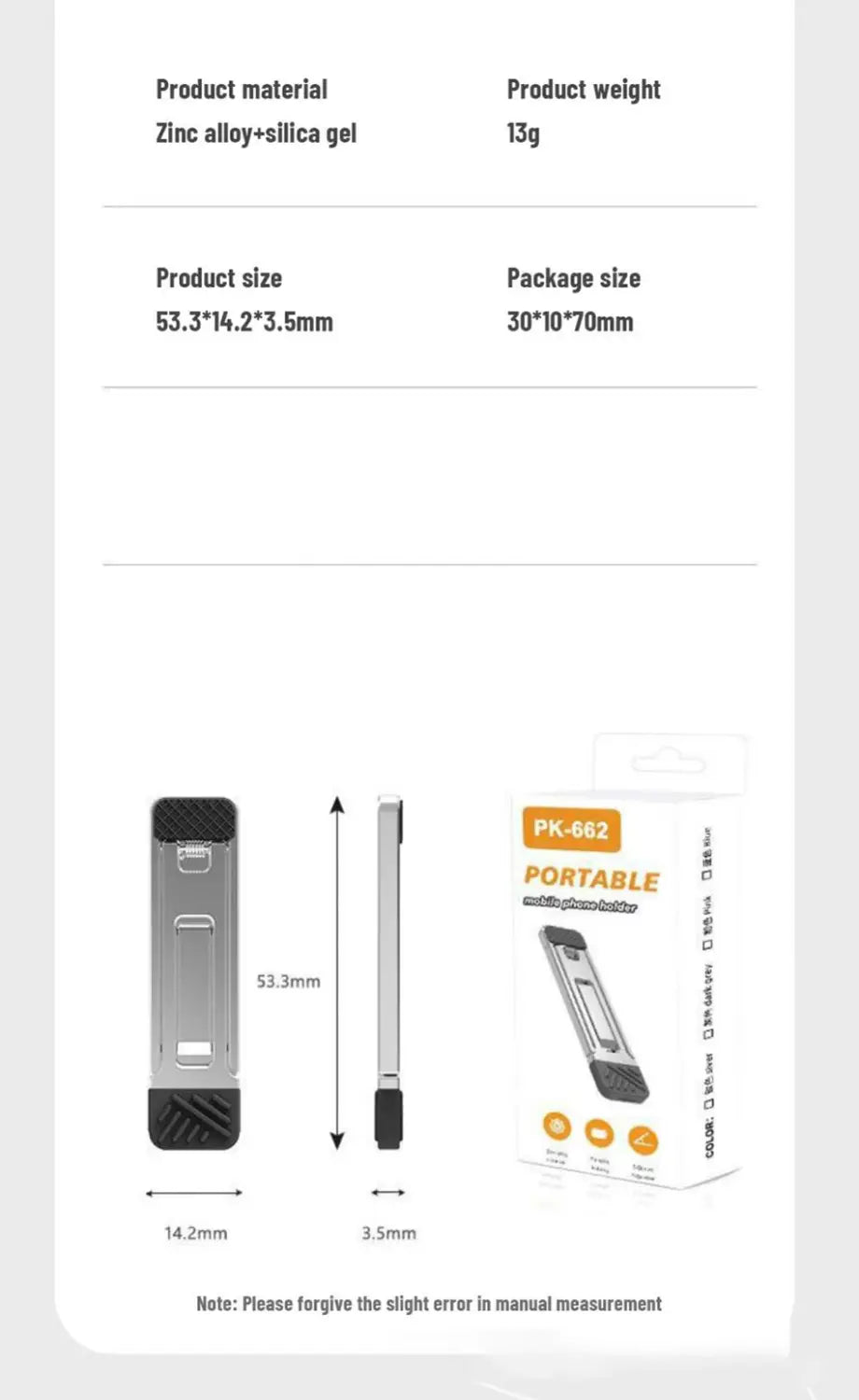 Ständer für Mobiltelefone aus Silber und Schwarz aus Zinklegierung und Silikagel mit multifunktionalem tragbarem Design