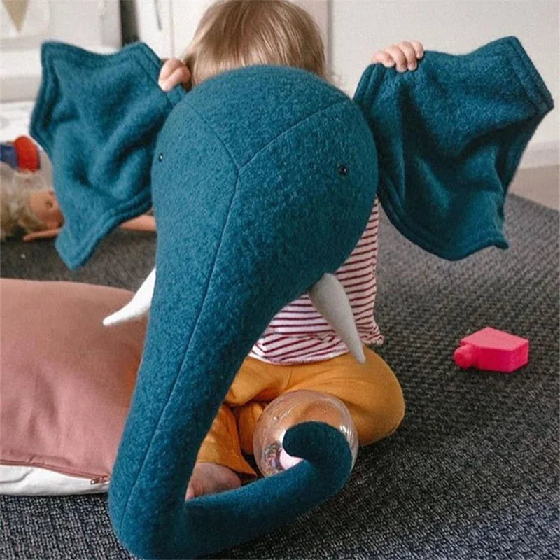 Kids Room Decoration 3D Cartoon Animal Head Wall Hanging Decor Elephant Deer Unicorn Stuffed Toys For Children Bedroom Decor